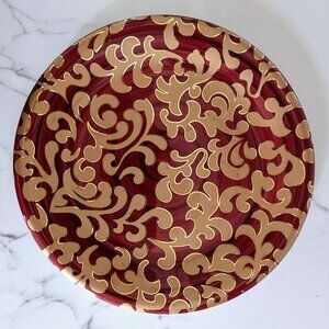 f-Giorgi Red Scroll VARM Ceramica Italy 8 7/8" Salad Plate Crate & Barrel
